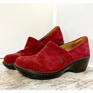 Born Red Corduroy Comfort Clogs